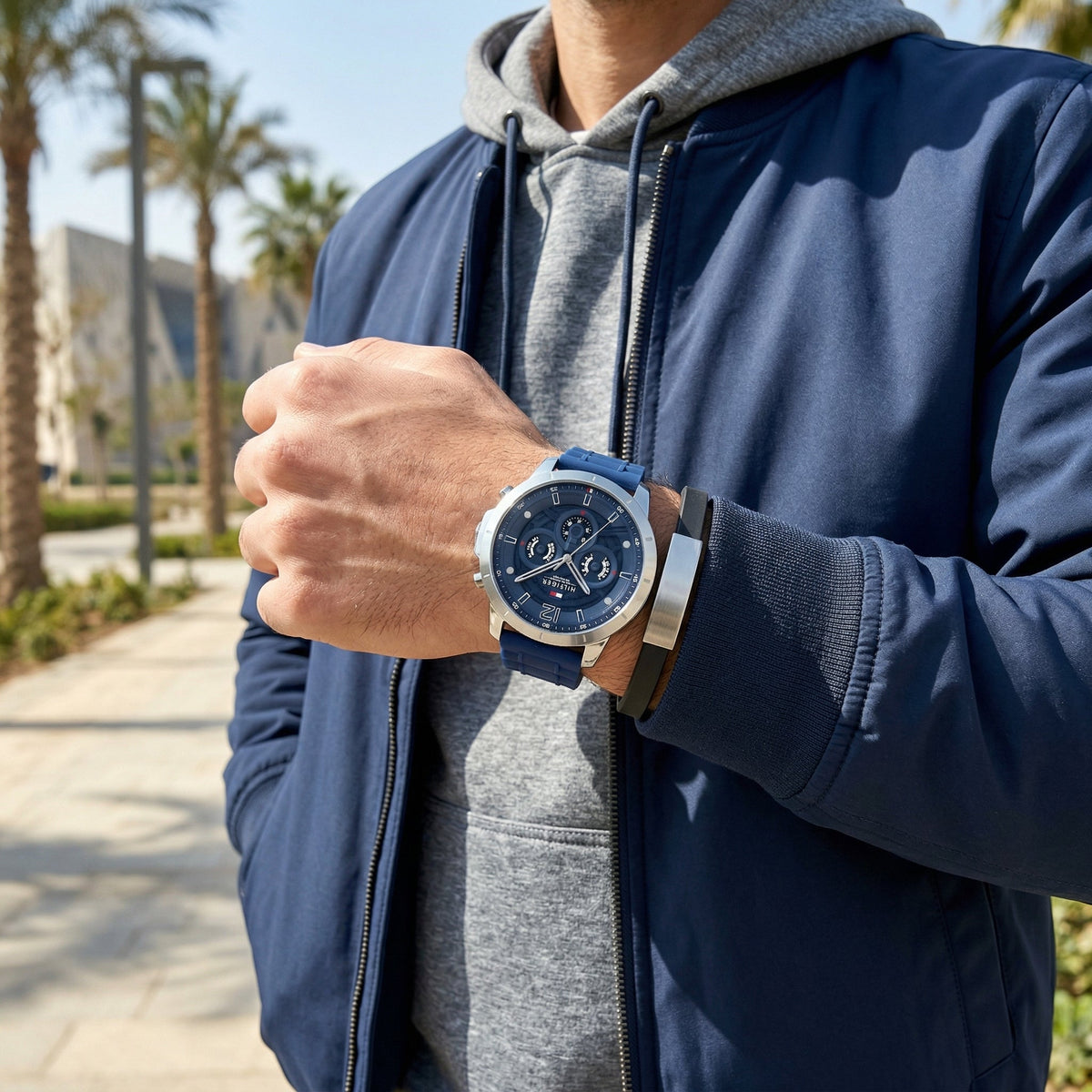 Tommy Hilfiger Kyle 1710489 Multi-Function Blue Dial Men's Blue Rubber Watch