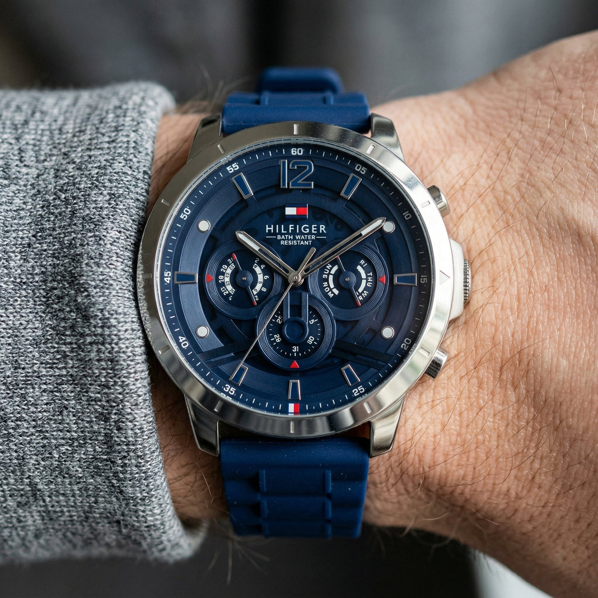 Tommy Hilfiger Kyle 1710489 Multi-Function Blue Dial Men's Blue Rubber Watch