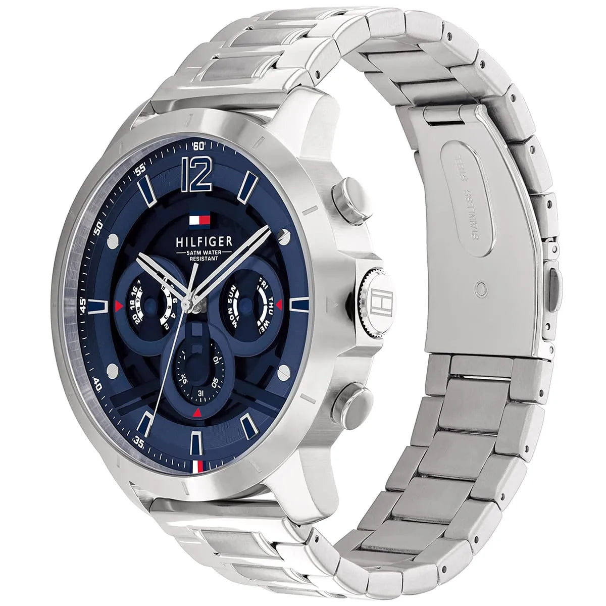 Tommy Hilfiger Kyle 1710492 Multi-Function Blue Dial Men's Silver Steel Watch