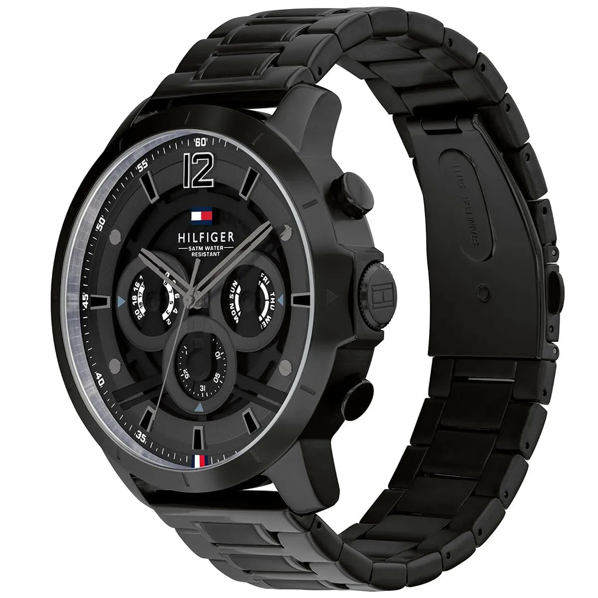 Tommy Hilfiger Kyle 1710494 Multi-Function Black Dial Men's Black Steel Watch