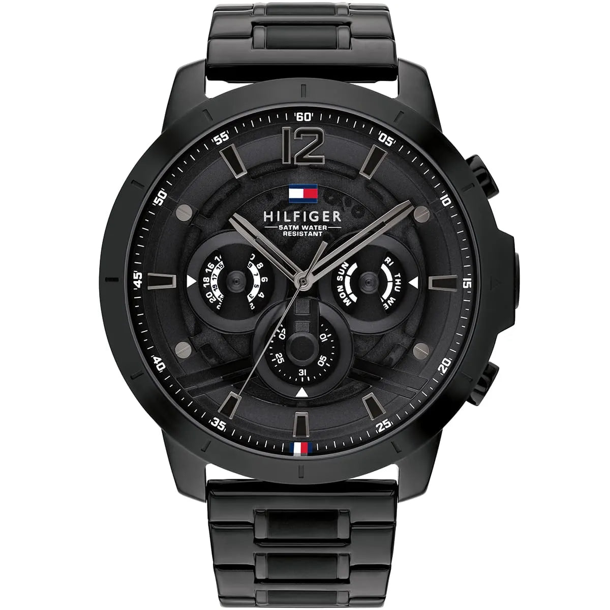 Tommy Hilfiger Kyle 1710494 Multi-Function Black Dial Men's Black Steel Watch
