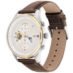 Tommy Hilfiger Weston 1710501 Two-Tone Silver Dial Men's Brown Leather Watch