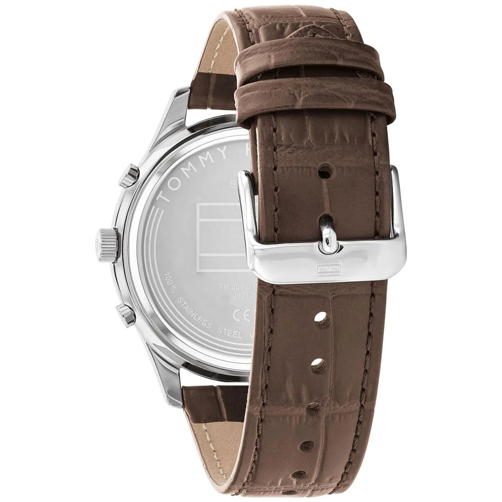 Tommy Hilfiger Weston 1710501 Two-Tone Silver Dial Men's Brown Leather Watch
