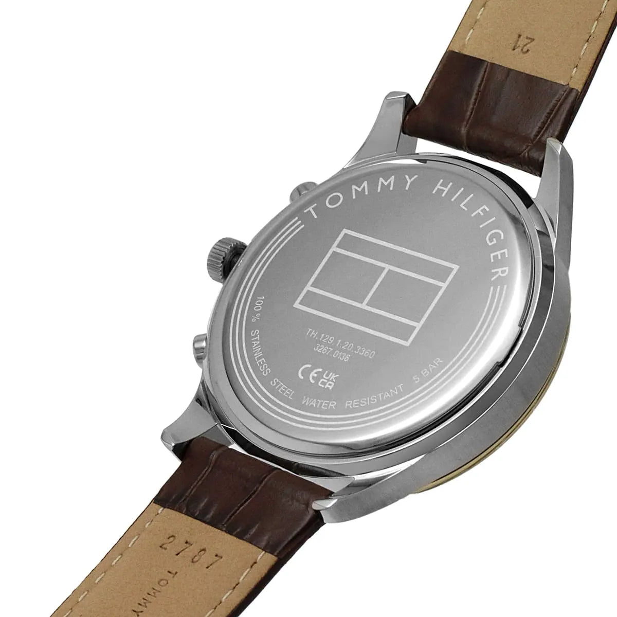 Tommy Hilfiger Weston 1710501 Two-Tone Silver Dial Men's Brown Leather Watch
