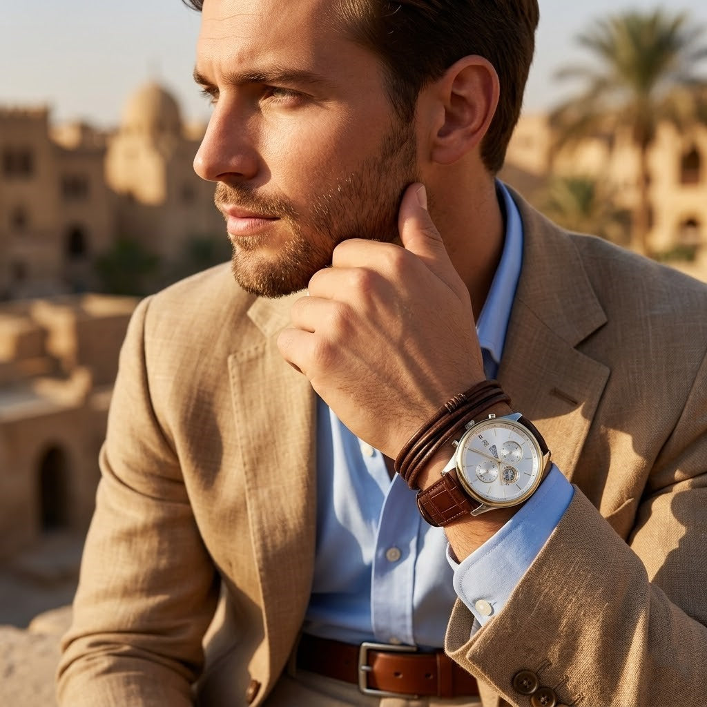 Tommy Hilfiger Weston 1710501 Two-Tone Silver Dial Men's Brown Leather Watch
