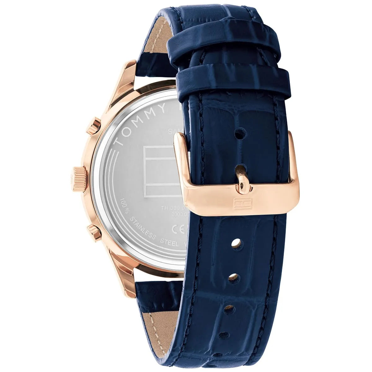 Tommy Hilfiger Weston 1710503 Rose Gold Tone Blue Dial Men's Blue Leather Watch