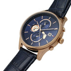 Tommy Hilfiger Weston 1710503 Rose Gold Tone Blue Dial Men's Blue Leather Watch