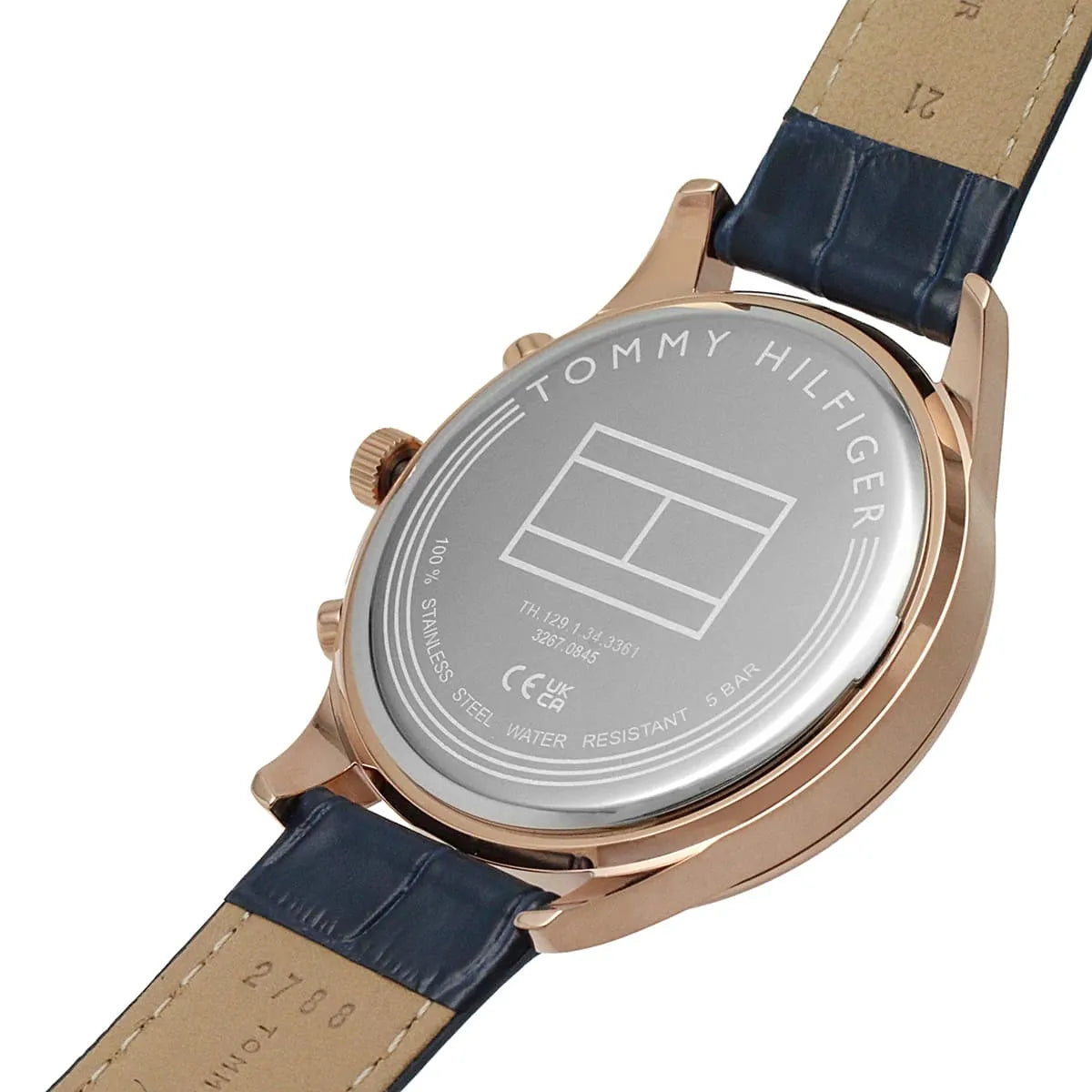 Tommy Hilfiger Weston 1710503 Rose Gold Tone Blue Dial Men's Blue Leather Watch