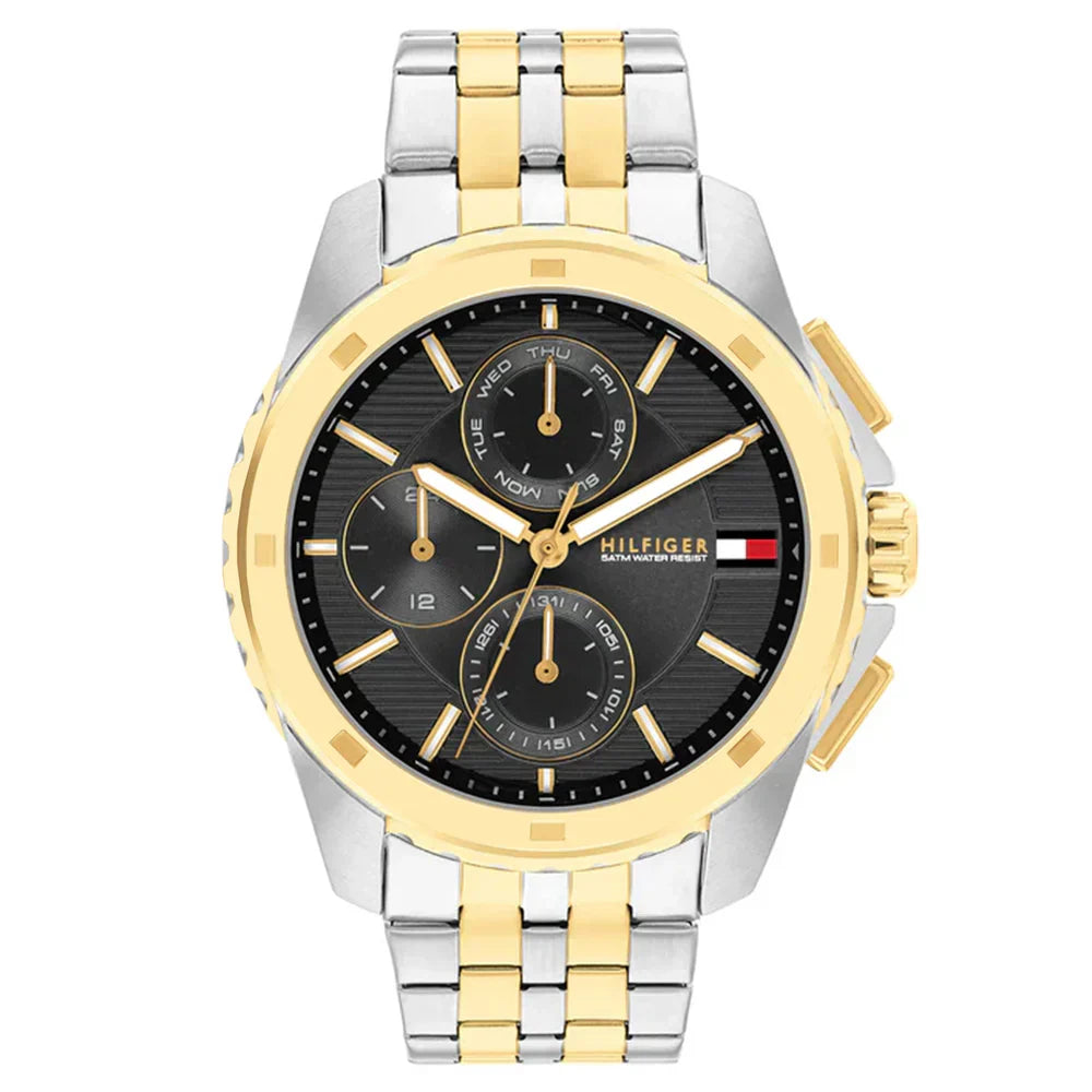 Tommy Hilfiger Walker 1710621 Multi-Function Black Dial Men's Two-Tone Watch