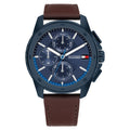 Tommy Hilfiger Larsen 171063 Multi-Function Blue Dial Men's Brown Leather Watch