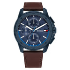 Tommy Hilfiger Larsen 171063 Multi-Function Blue Dial Men's Brown Leather Watch