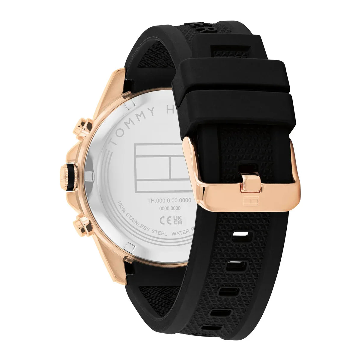 Tommy Hilfiger Lars  1710650 Rose Gold Black Dial Black Rubber Men's Watch