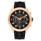 Tommy Hilfiger Lars  1710650 Rose Gold Black Dial Black Rubber Men's Watch