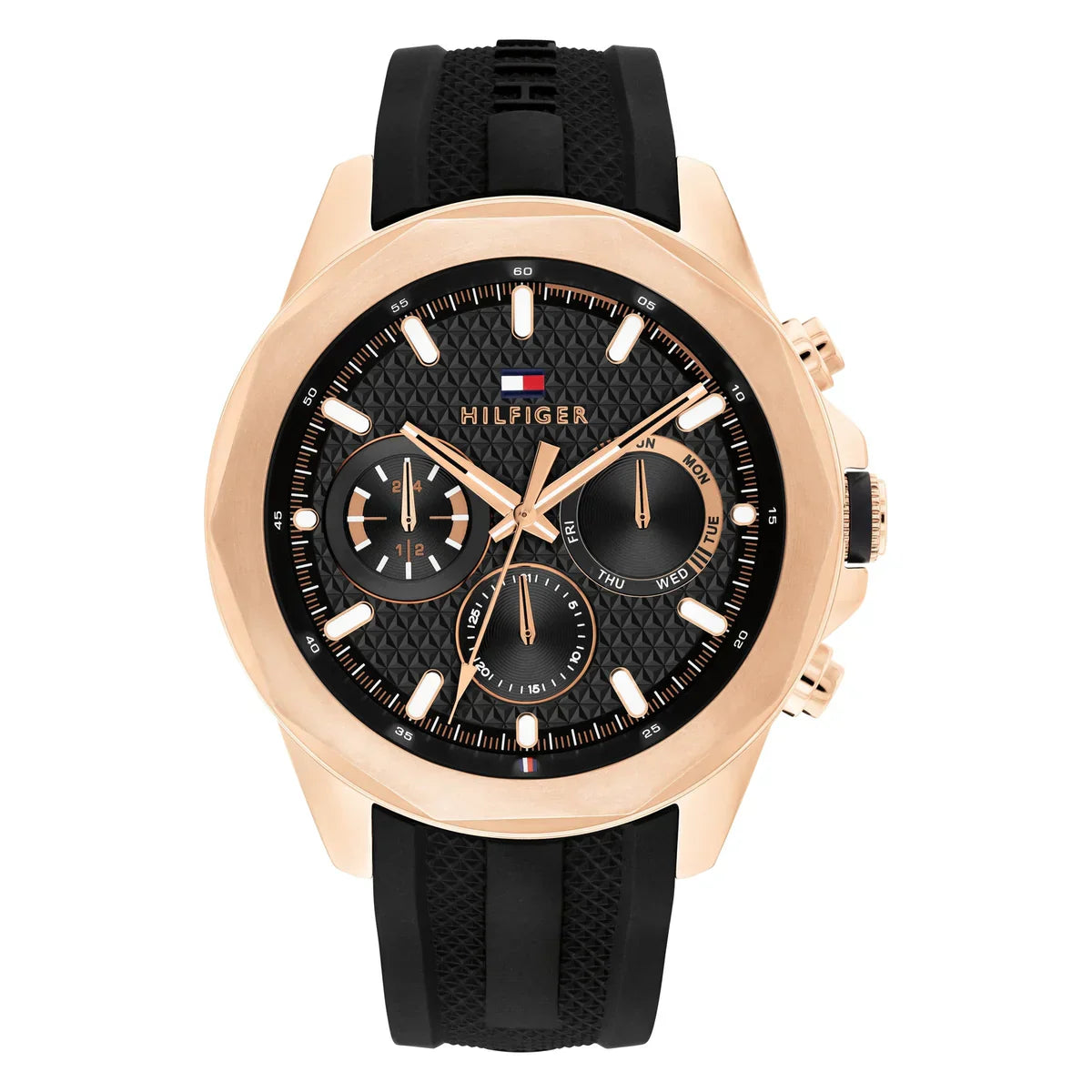 Tommy Hilfiger Lars  1710650 Rose Gold Black Dial Black Rubber Men's Watch