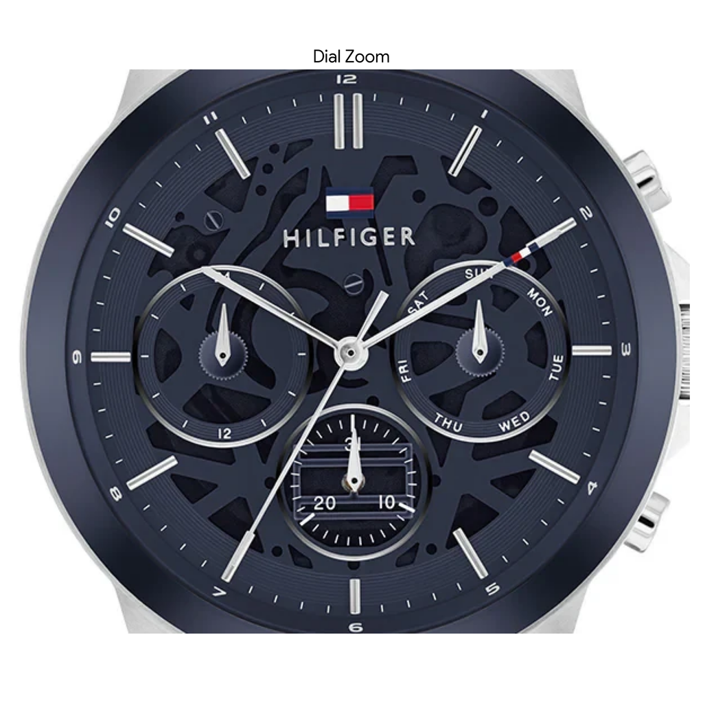 Tommy Hilfiger Henry 1710684 Silver Blue Skeleton Dial Metal Men's Watch