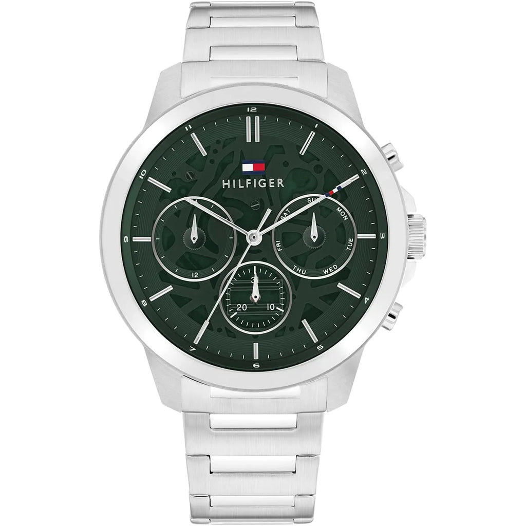 Tommy Hilfiger Henry 1710686 Silver Green Skeleton Dial Metal Men's Watch