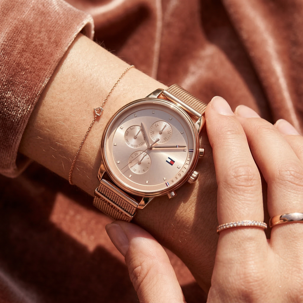 Tommy Hilfiger 1781907 Rose Gold-Tone Mesh Strap Women's Watch