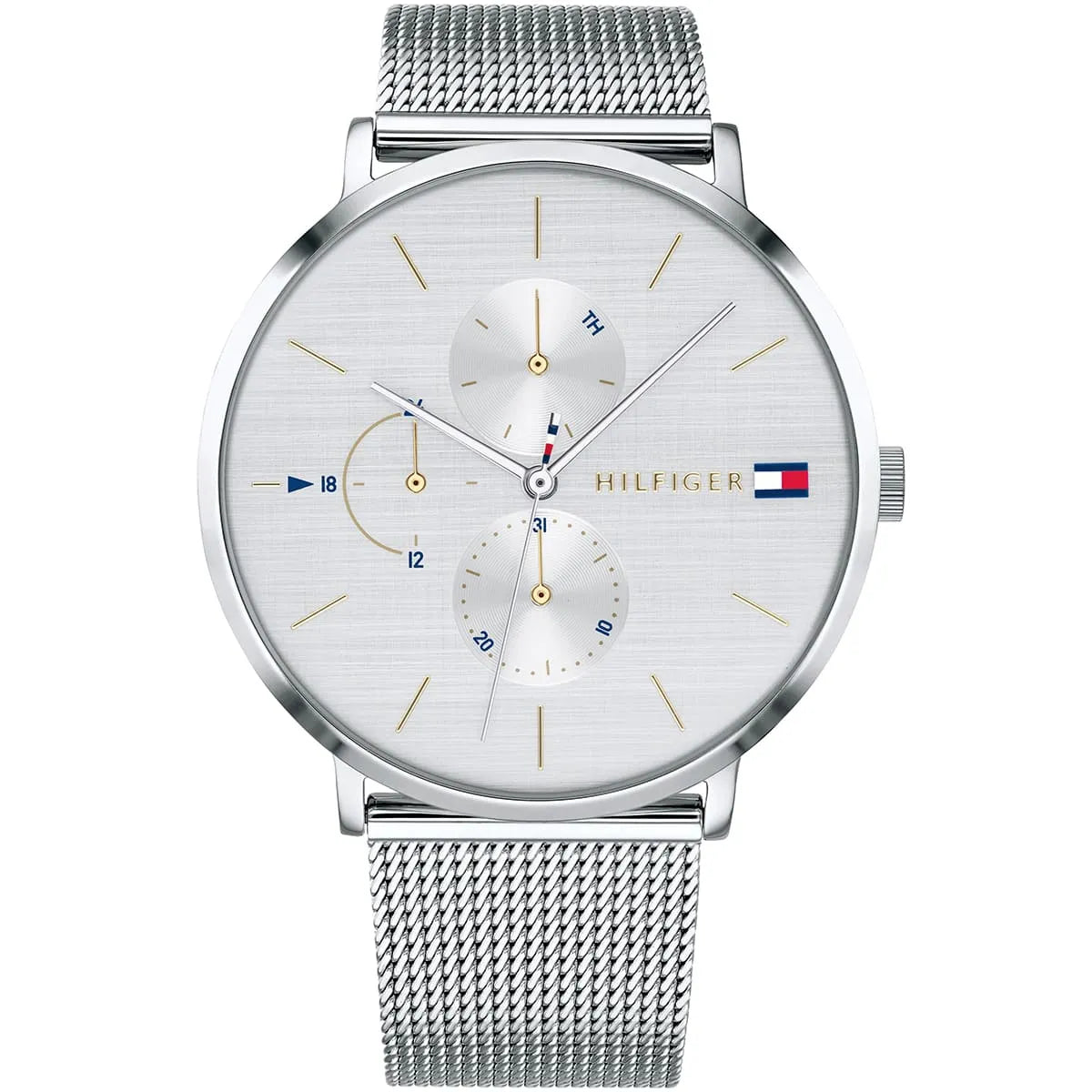 Tommy Hilfiger Jenna 1781942 Silver Mesh White Dial Women's Watch