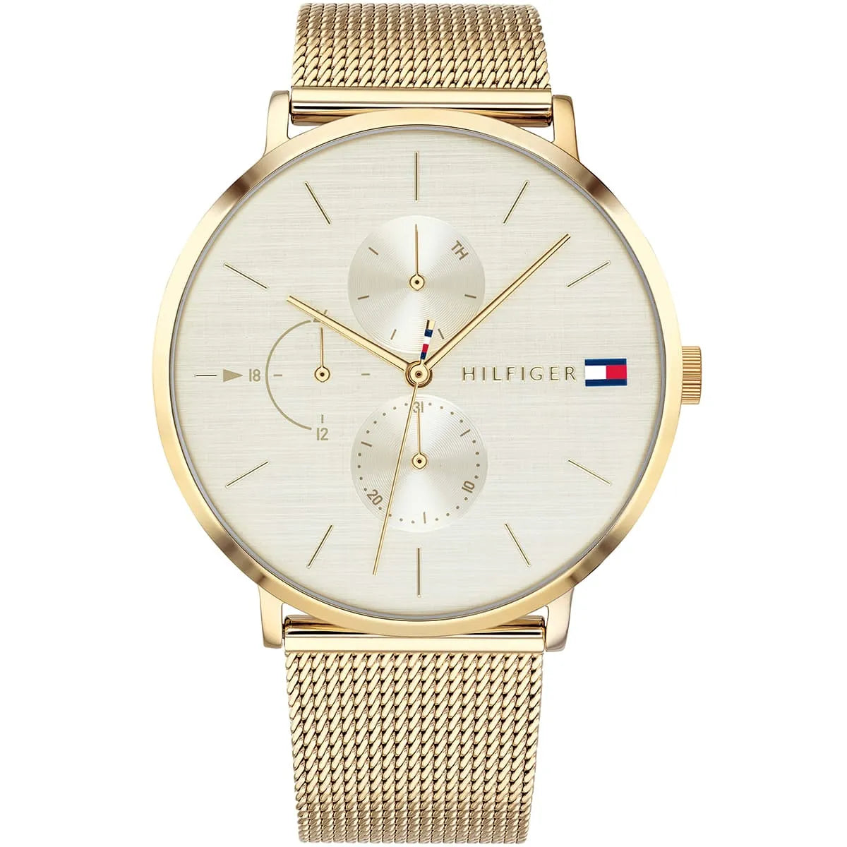Tommy Hilfiger Jenna 1781943 Full Gold-Tone Mesh Champagne Dial Women's Watch