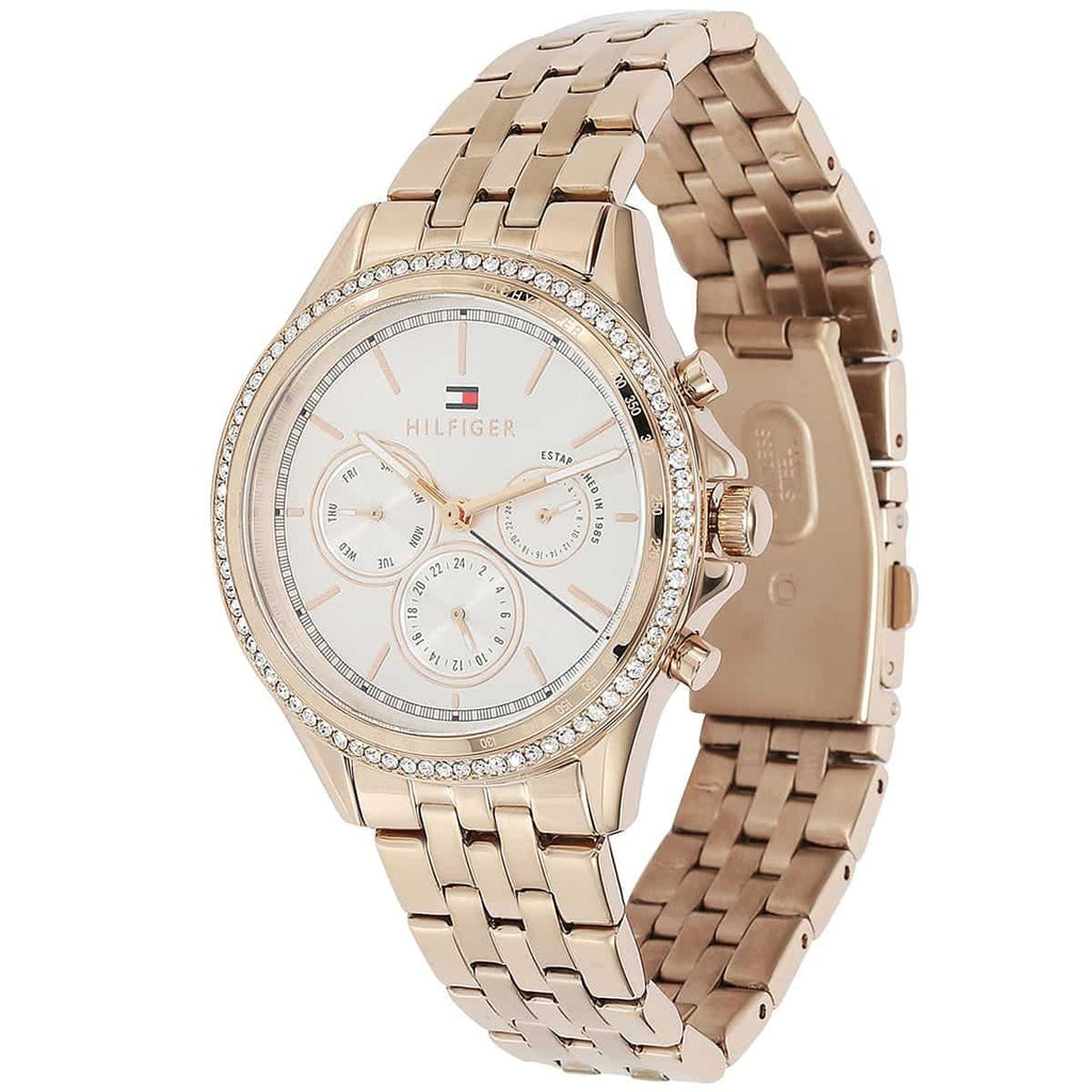 Tommy Hilfiger Ari 1781978 Rose Gold-Tone Crystal Bezel Women's Watch