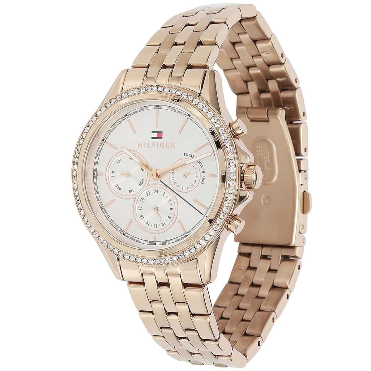 Tommy Hilfiger Ari 1781978 Rose Gold-Tone Crystal Bezel Women's Watch