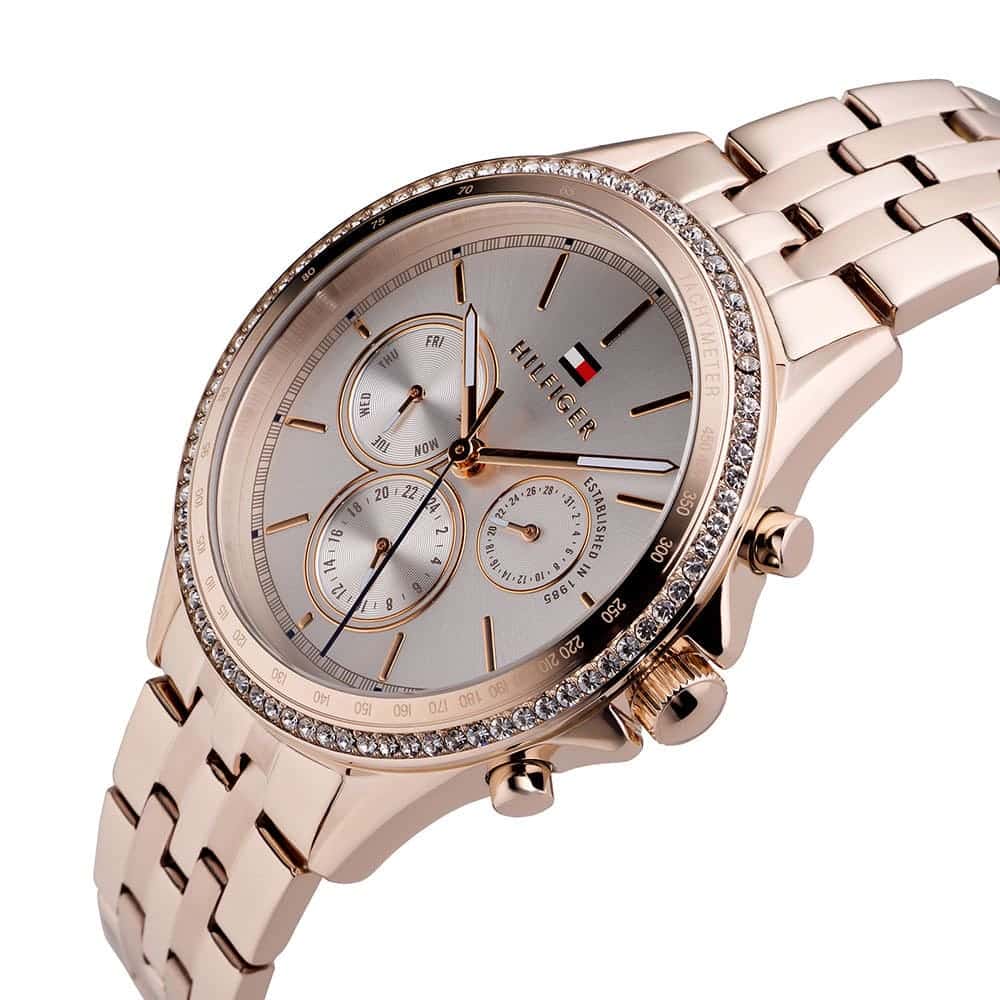 Tommy Hilfiger Ari 1781978 Rose Gold-Tone Crystal Bezel Women's Watch