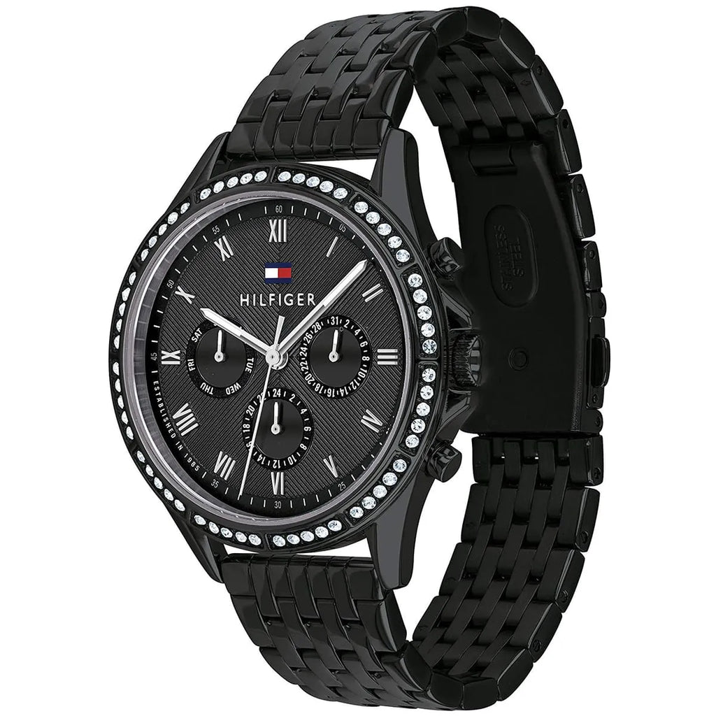 Tommy Hilfiger Ari 1782144 Multi-Function Black Dial All-Black Stainless Steel Women's Watch