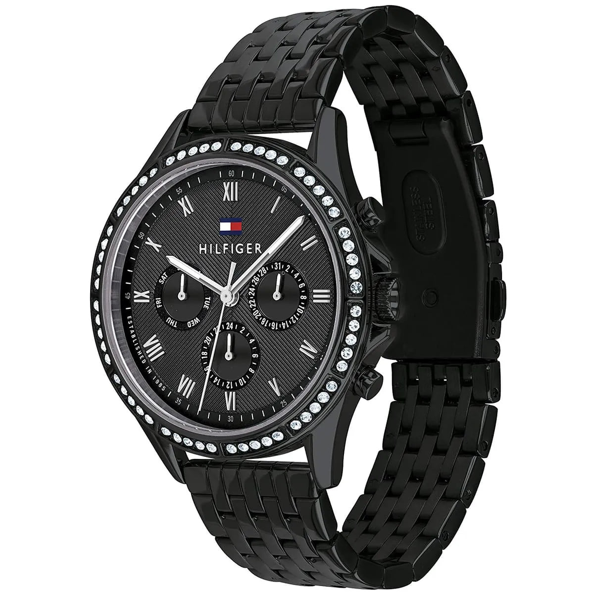 Tommy Hilfiger Ari 1782144 Multi-Function Black Dial All-Black Stainless Steel Women's Watch
