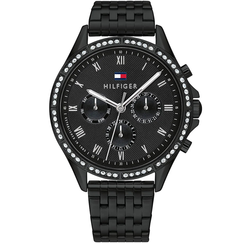 Tommy Hilfiger Ari 1782144 Multi-Function Black Dial All-Black Stainless Steel Women's Watch