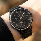 Tommy Hilfiger Ari 1782144 Multi-Function Black Dial All-Black Stainless Steel Women's Watch