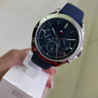 Tommy Hilfiger Kennedy 1782389 Silver Crystal Case Navy Blue Rubber Women's Watch