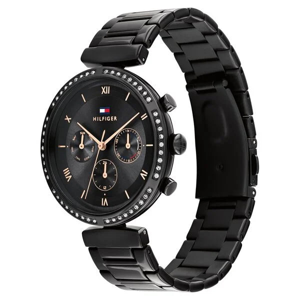 Tommy Hilfiger Lars 1782390 Multi-Function Black Dial All-Black Stainless Steel Women's Watch