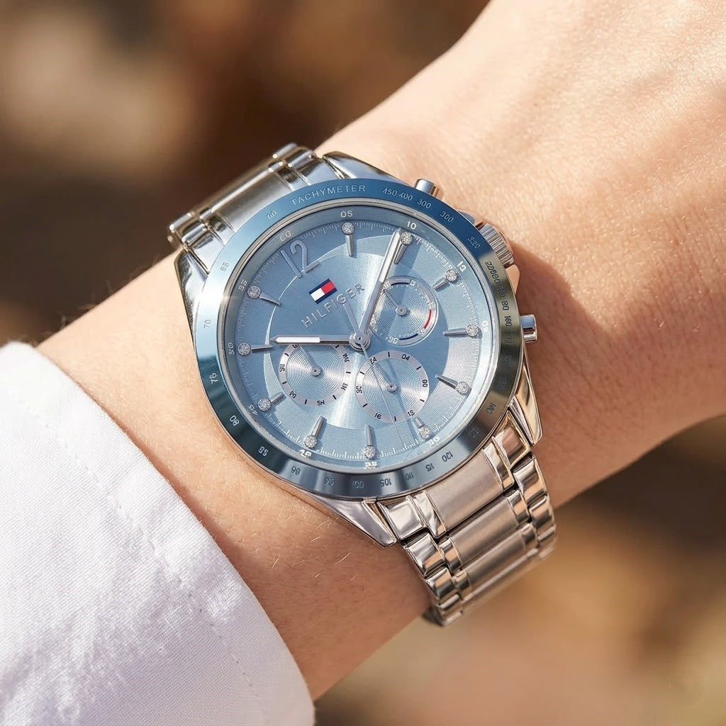 Tommy Hilfiger Kenzie 1782554 Multi-Function Light Blue Dial Silver Stainless Steel Women's Watch