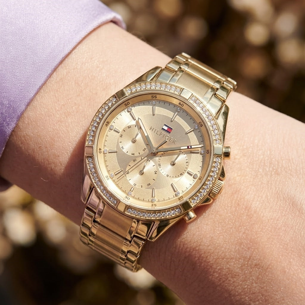 Tommy Hilfiger Kenzie 1782556 Multi-Function Gold Dial Yellow Gold-Tone Women's Watch