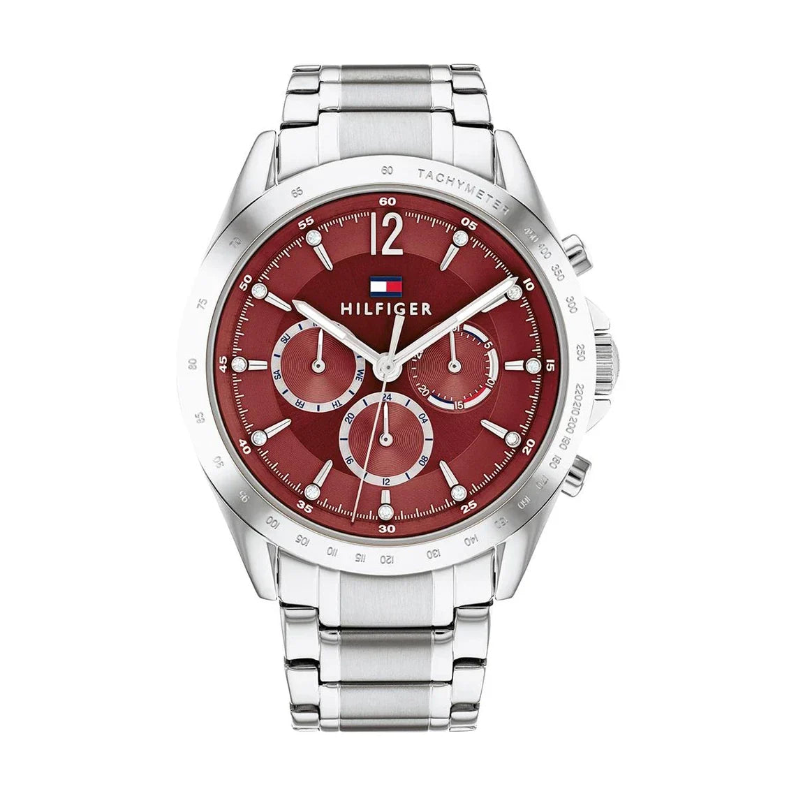 Tommy Hilfiger Kenzie 1782559 Multi-Function Red Dial Silver Stainless Steel Women's Watch