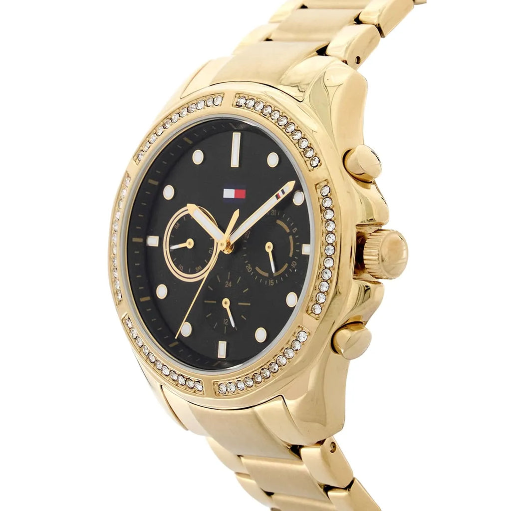 Tommy Hilfiger Brooklyn 1782570 Multi-Function Black Dial Gold-Tone Women's Watch