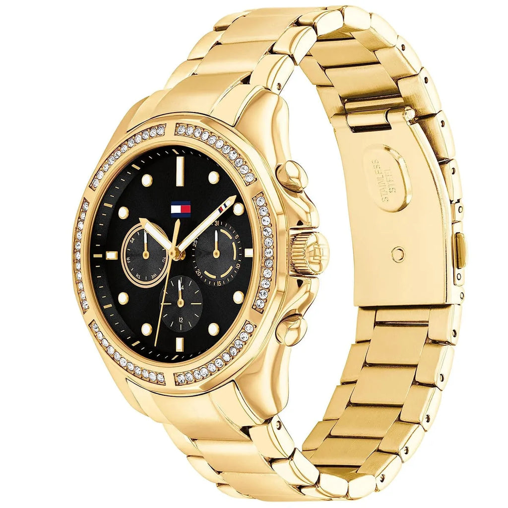 Tommy Hilfiger Brooklyn 1782570 Multi-Function Black Dial Gold-Tone Women's Watch