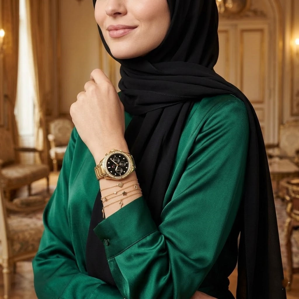 Tommy Hilfiger Brooklyn 1782570 Multi-Function Black Dial Gold-Tone Women's Watch