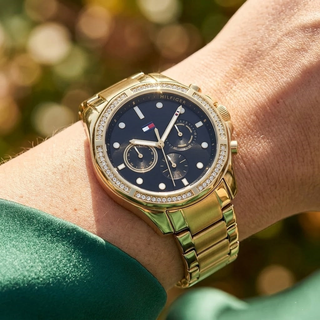 Tommy Hilfiger Brooklyn 1782570 Multi-Function Black Dial Gold-Tone Women's Watch