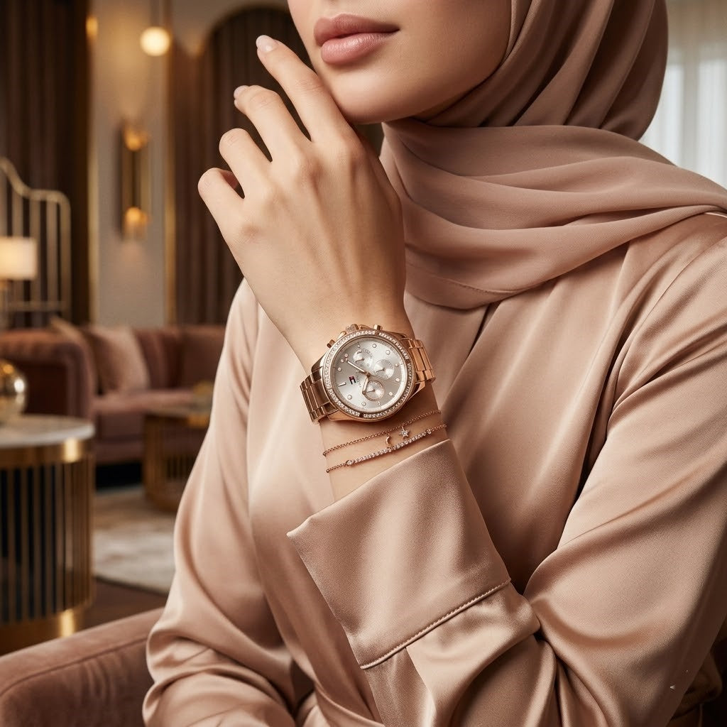 Tommy Hilfiger Brooklyn 1782572 Multi-Function Silver Dial Rose Gold-Tone Women's Watch