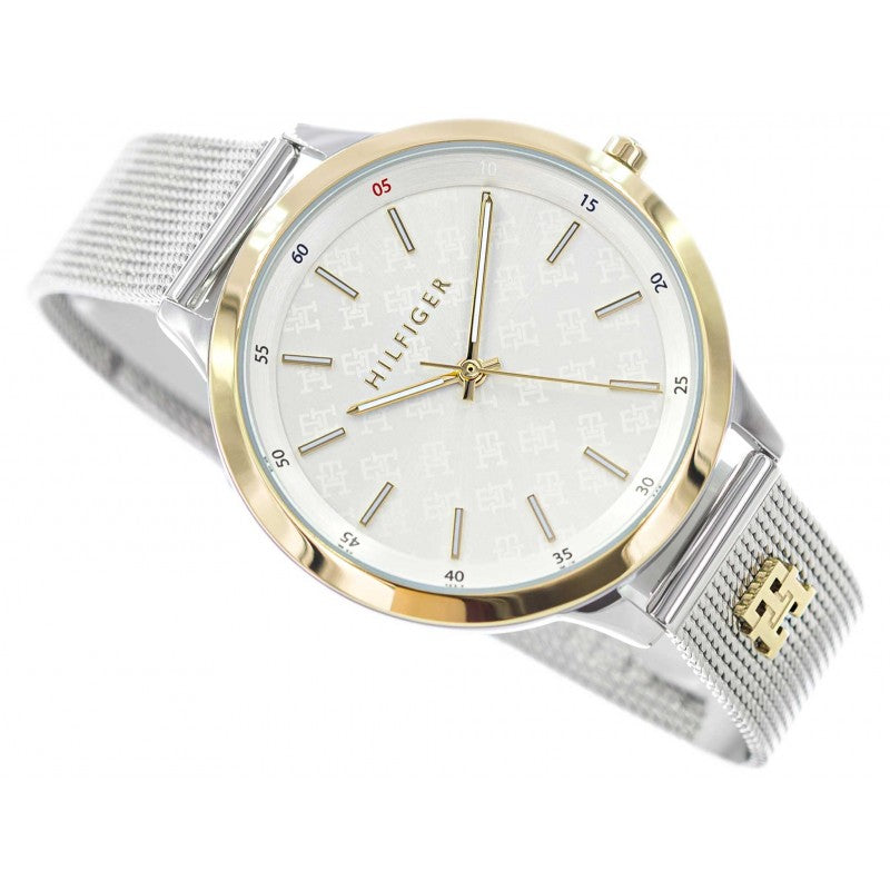 Tommy Hilfiger 2850Two-Tone Silver & Gold Mesh Strap Women's Watch