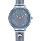 Tommy Hilfiger Iris 1782589 Slate Blue Mesh Rose Gold Accents Women's Watch