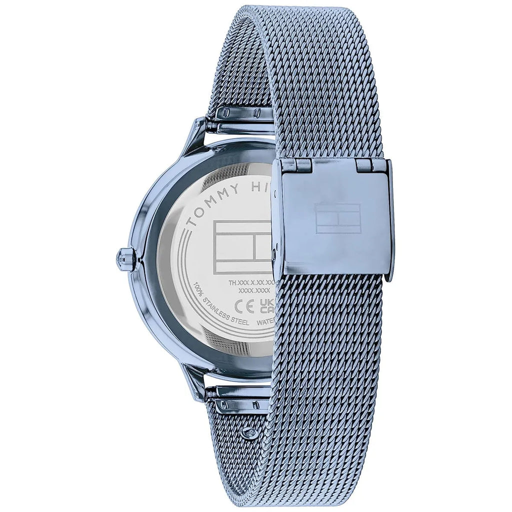 Tommy Hilfiger Iris 1782589 Slate Blue Mesh Rose Gold Accents Women's Watch