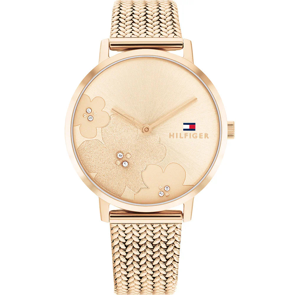 Tommy Hilfiger Carnation 1782603 Rose Gold Floral Mesh Women's Watch