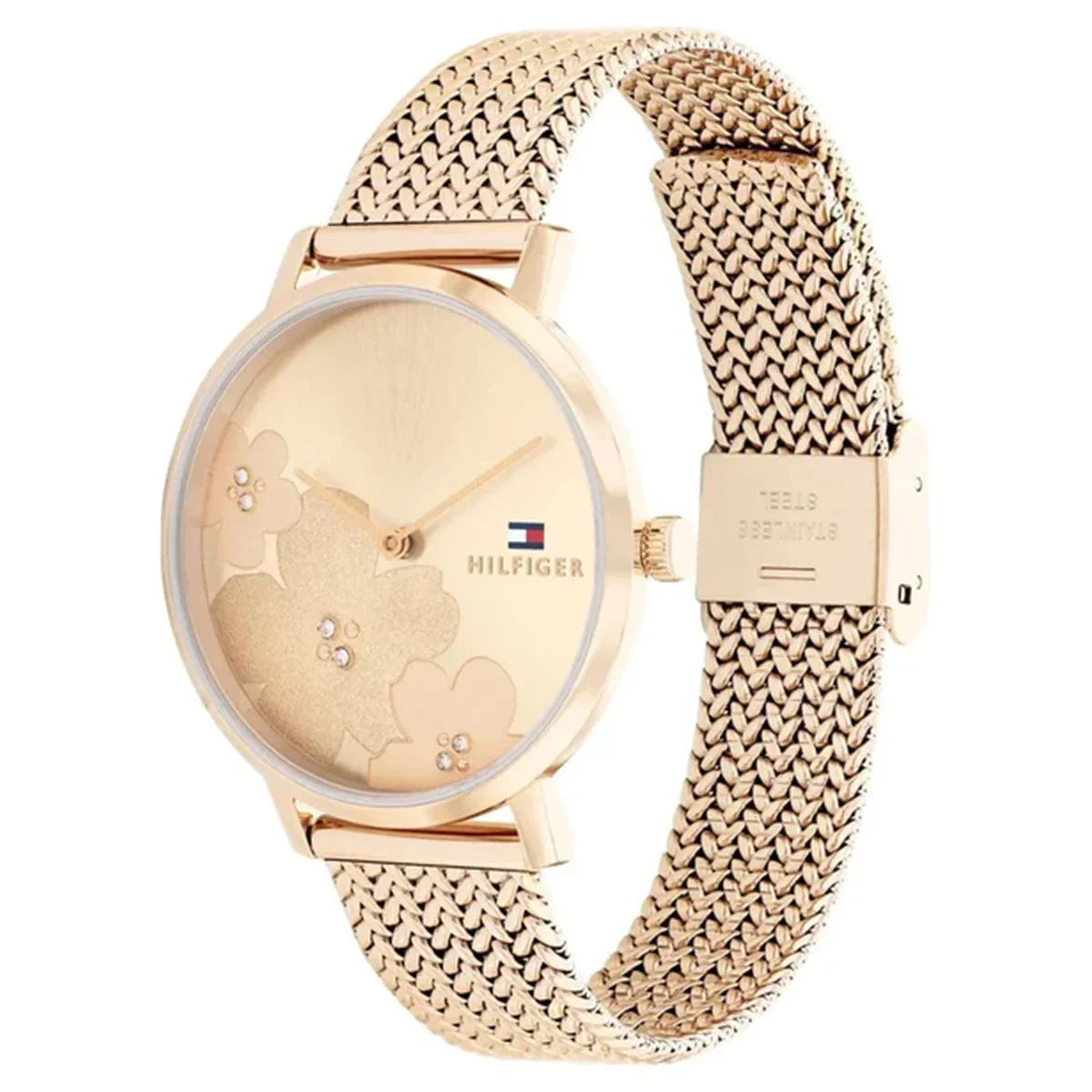 Tommy Hilfiger Carnation 1782603 Rose Gold Floral Mesh Women's Watch