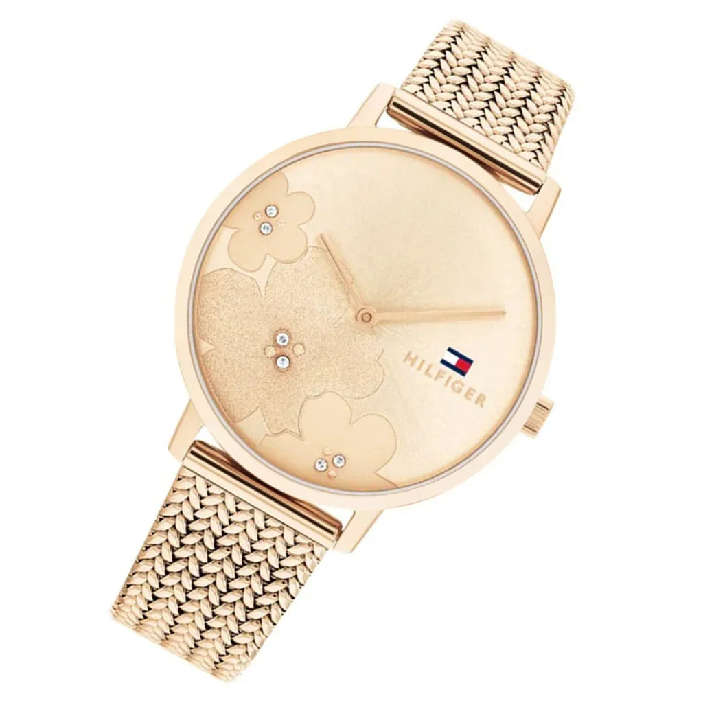 Tommy Hilfiger Carnation 1782603 Rose Gold Floral Mesh Women's Watch