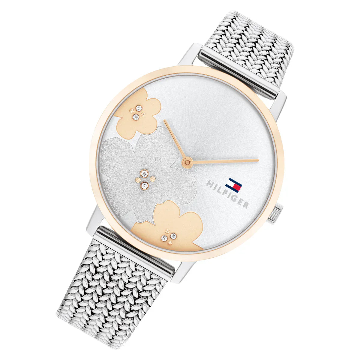 Tommy Hilfiger Steel Mesh 1782604 Silver Dial Rose Gold Bezel Women's Watch
