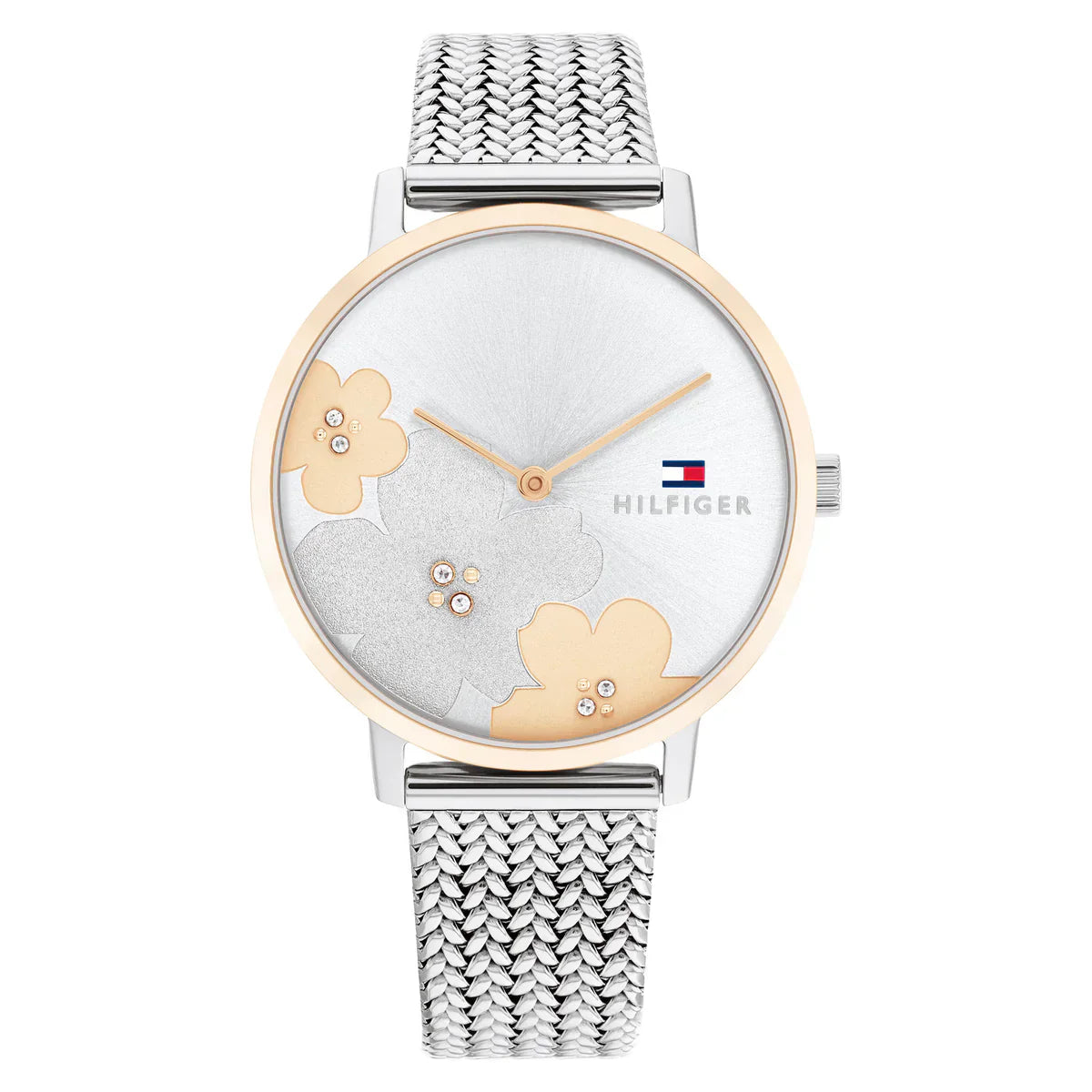 Tommy Hilfiger Steel Mesh 1782604 Silver Dial Rose Gold Bezel Women's Watch