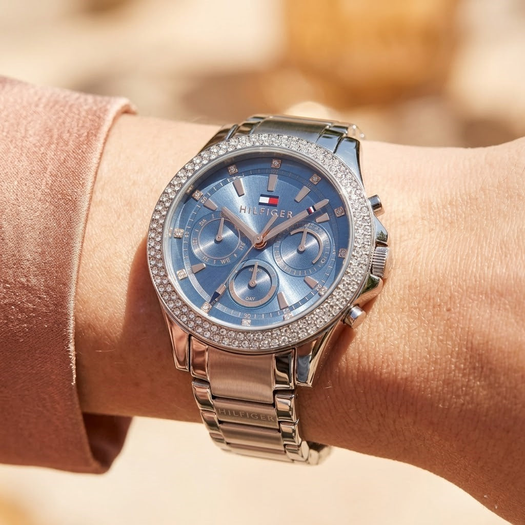 Tommy Hilfiger Lars 1782690 Multi-Function Light Blue Dial Silver Stainless Steel Women's Watch