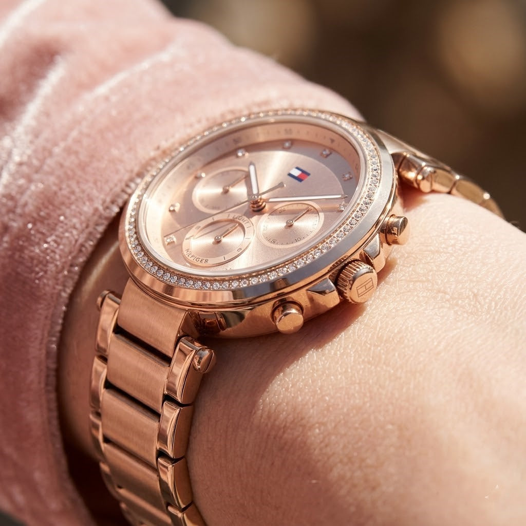 Tommy Hilfiger Lars 1782705 Multi-Function Rose Gold-Tone Crystal Women's Watch